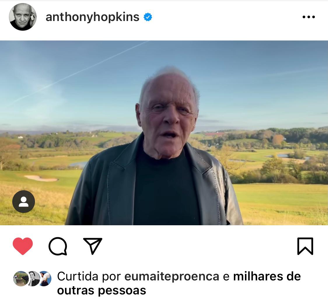Anthony Hopkins agradecendo o Oscar pelo insta