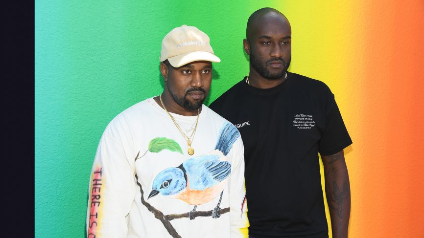 Virgil e Kanye West no final do desfile de Louis Vuitton
